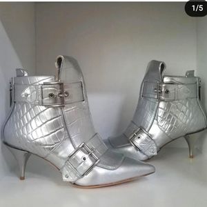 Alexander McQueen Silver Leather boot booties